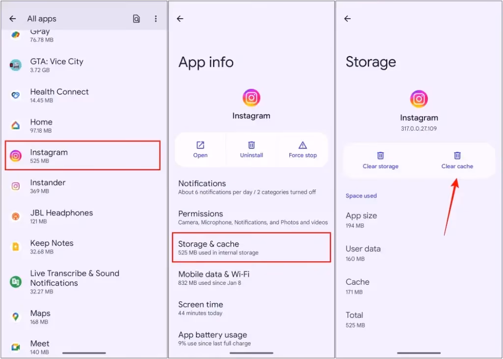 Clear Instagram App Cache On Android
