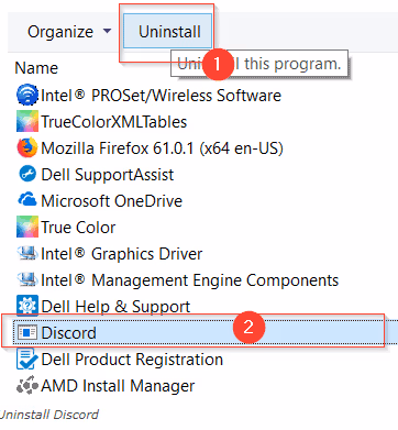 Delete the contents of Discord AppData
