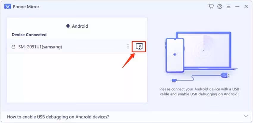 Connect Android to Tenorshare Phone Mirror