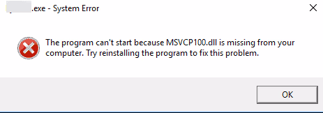 msvcp100.dll error on Windows